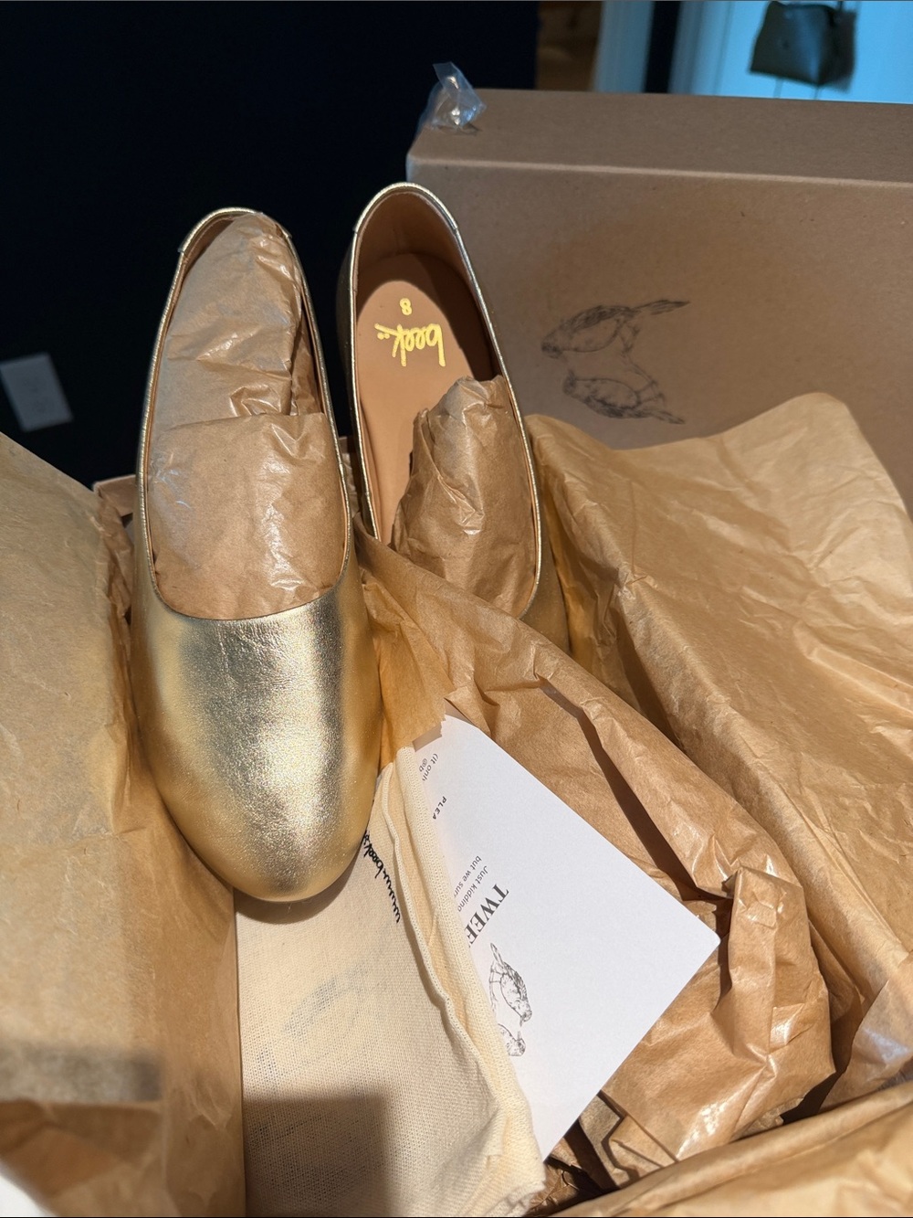 Beek Swiftlet Gold Leather Ballet Slipper